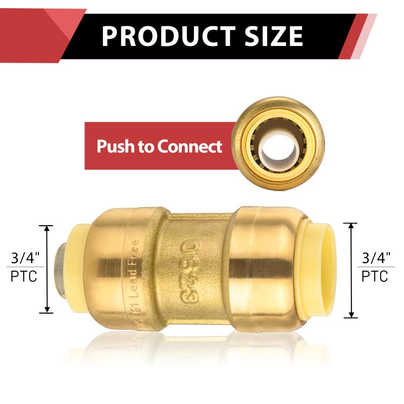 EFIELD Push-Fit Fittings 3/4 Inch Straight Coupling to Connect Pex, Copper, CPVC (Pack of 2),(PF008-2PCS) - Image 2